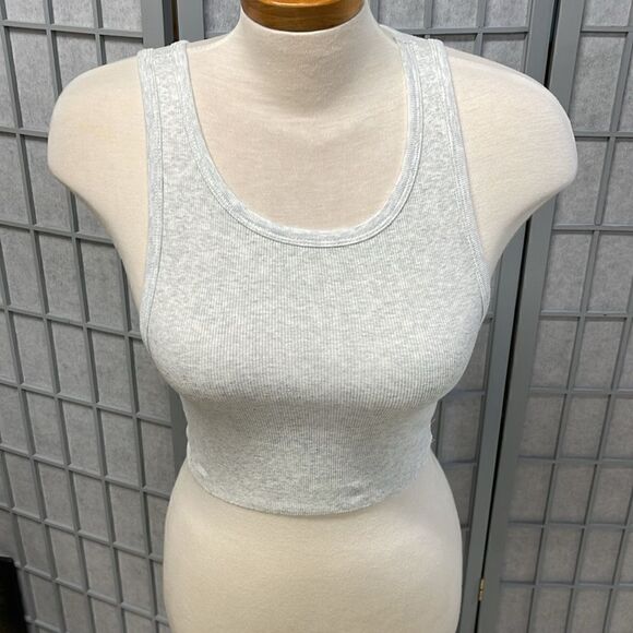 Harlow Women's, Grey, Size Small Sleeveless Crop Top Shirt Ribbed Scoop Neck - Picture 2 of 7